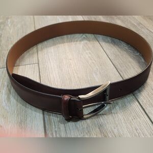 Magnanni Brown Leather Belt with Silver Buckle